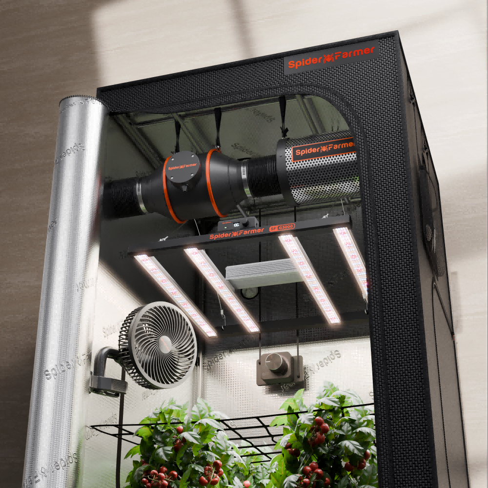 Spider Farmer® 90x90x180cm Komplettes Grow-Zelt-Set丨G3000 Vollspektrum-LED-Pflanzenlampe丨6-Zoll-Clip-Ventilator丨4-Zoll-Belüftungssystem mit Geschwindigkeitsregler
