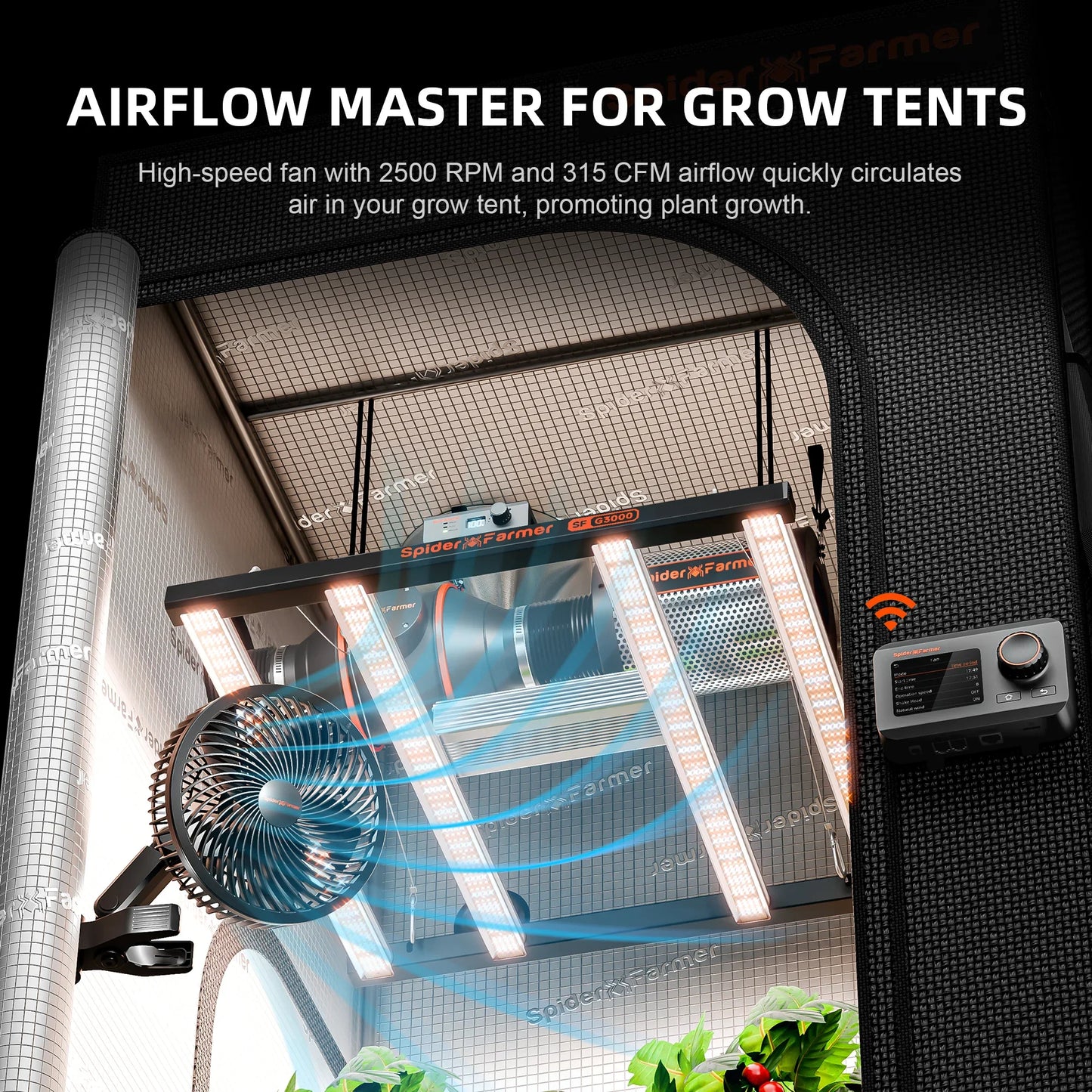 2025 Neue Version Spider Farmer® 15 cm Clip-Ventilator für Grow-Zelte Doppelpack