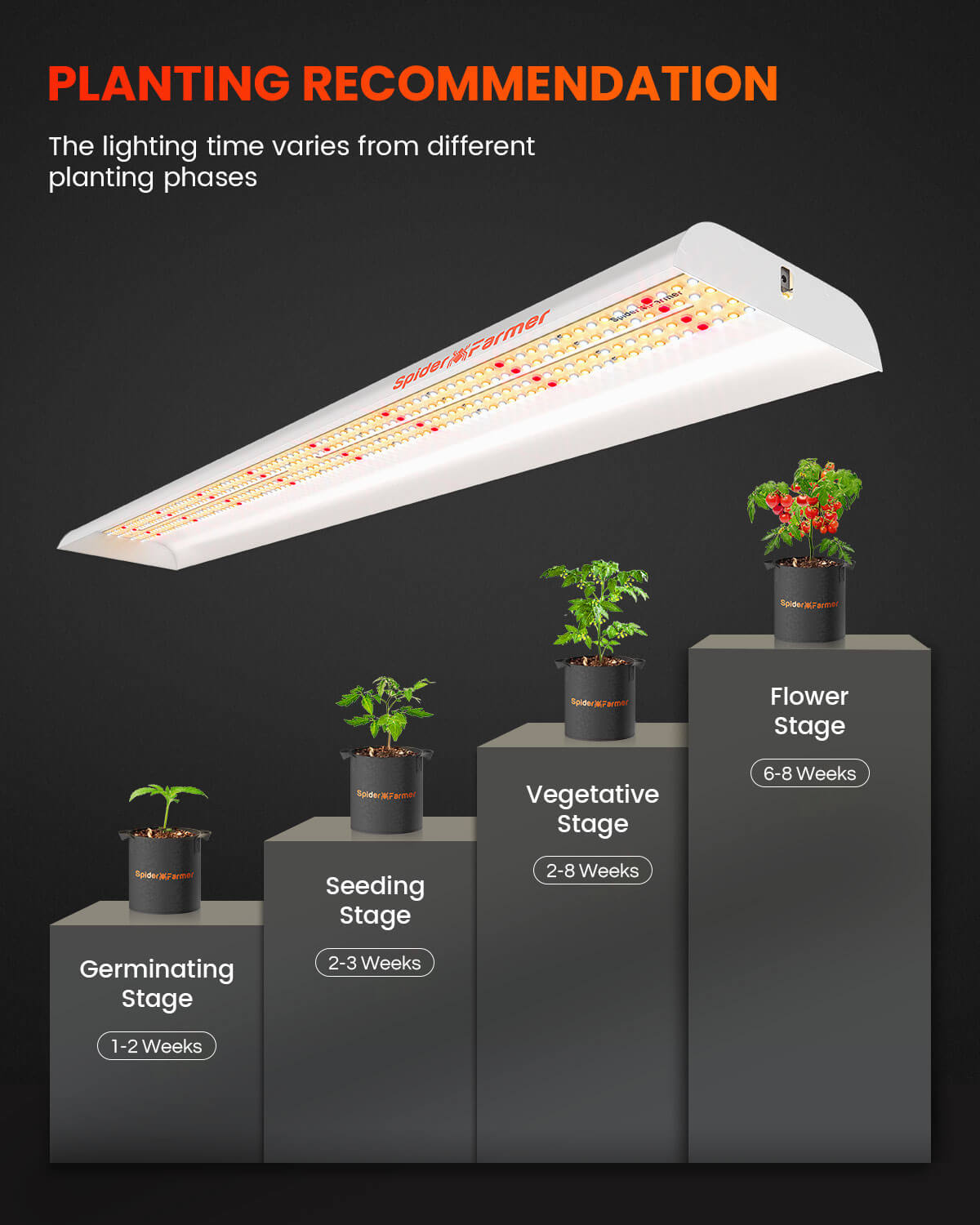 2024 Neueste Version Spider Farmer SF600 74W LED Grow Light für Hydrokultur und Indoor-Blumengärten