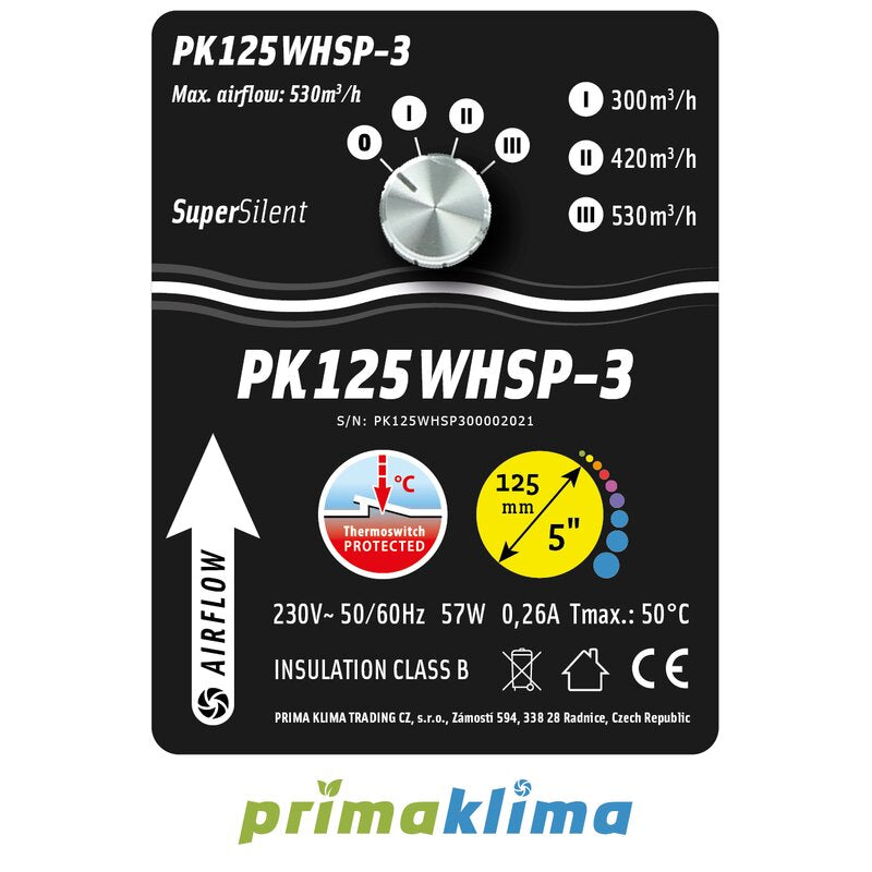 Prima Klima Whisperblower 3 Speed max.530m³/h 125mm